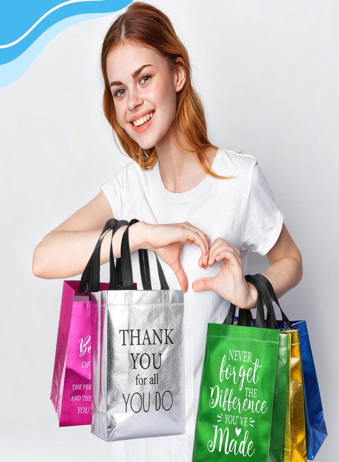 Feifeiya 30 Pcs Christmas Employee Appreciation Gift Bags Bulk 8 x 10 x 4 Inch Non Woven Thank You Gift Handles Bag 10 Colors - Image 2